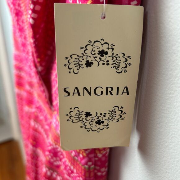 NWT Sangria Signature Pink Multicolor Pattern Fit &Flare V Neck Dress Womens 12 - Picture 7 of 12